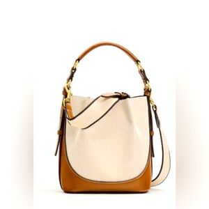 ZARA TOPSTITCH CANVAS BUCKET BAG